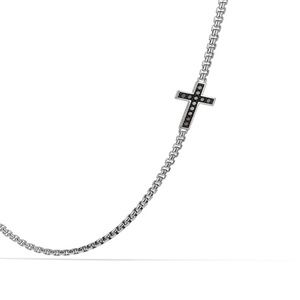 David Yurman Pave Cross Necklace w/ Black Diamonds